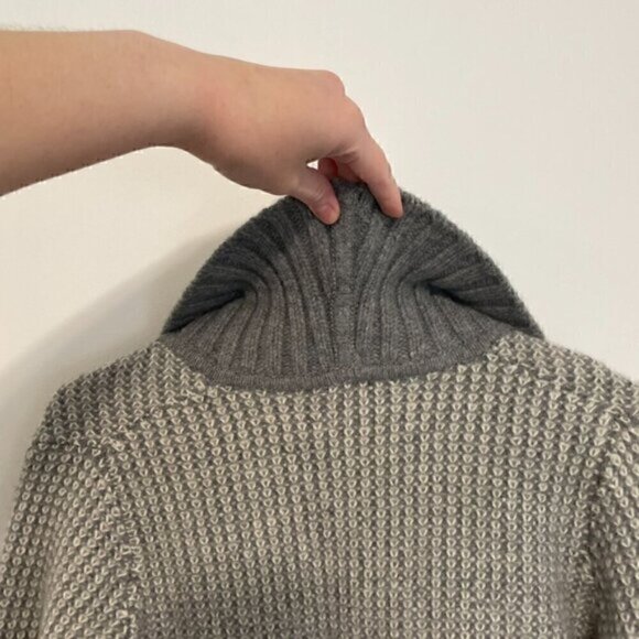 ATHLETA Sierra Wrap Cream Ivory Grey Striped Open WOOL CASHMERE Cardigan Sweater - Picture 15 of 16